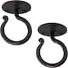 3 in Tall Black Wrought Iron Versatile Wall Bracket w/ Single Hook, Hooks for Hanging, Wall-Mounted Hooks