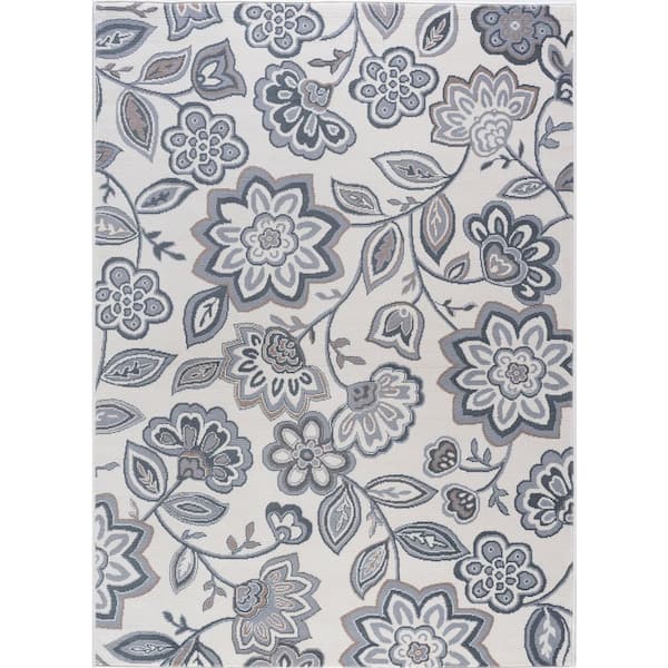Tayse Rugs Madison Floral Cream 8 ft. x 10 ft. Indoor Area Rug