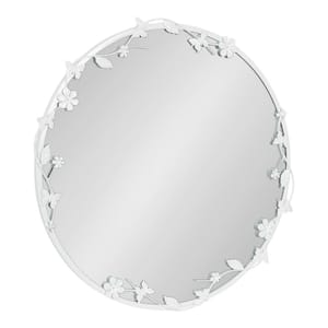 Rosella White 25 in. W x 25 in. H Glam Round Metal Framed Mirror