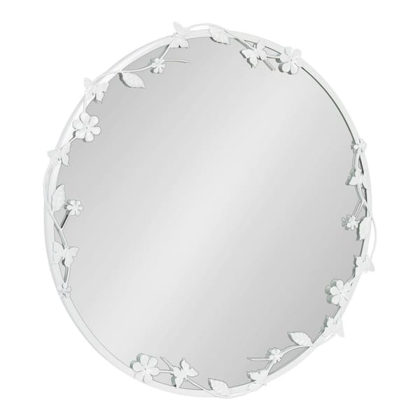 Rosella White 25 in. W x 25 in. H Glam Round Metal Framed Mirror
