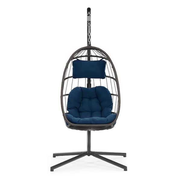Unbranded 29.2 in. W x 42.5 in. H Replacement Outdoor Patio Wicker Hanging Chair Swing Cushion, Dark Gray