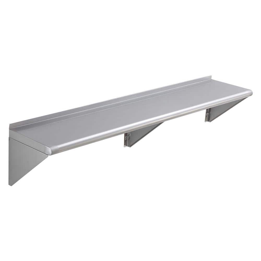 14 in. x 60 in. Stainless Steel Shelf, Wall Mounted Floating Shelf, 400 lbs. Load Capacity, Heavy Duty Storage Rack