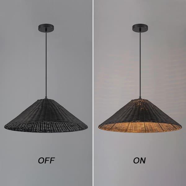 EDISLIVE Carttery 23.62 in. 1-Light Black Pendant Light with