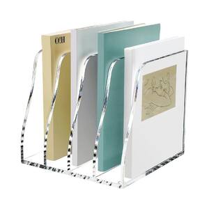 Clear Acrylic Magazine Rack-4-Compartment Desk Organizer for Office ...