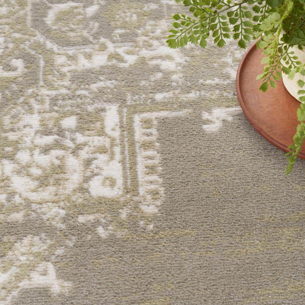 Olive Green Synthetic Medallion Rectangular Area Rug 8' x 10'