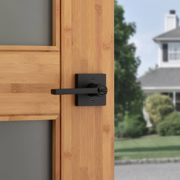 Kwikset Halifax Square Matte Black Keyed Contemporary Entry Door