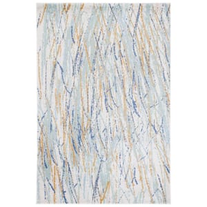 Skyler Collection Gold/Blue Green 5 ft. x 8 ft. Abstract Distressed Area Rug