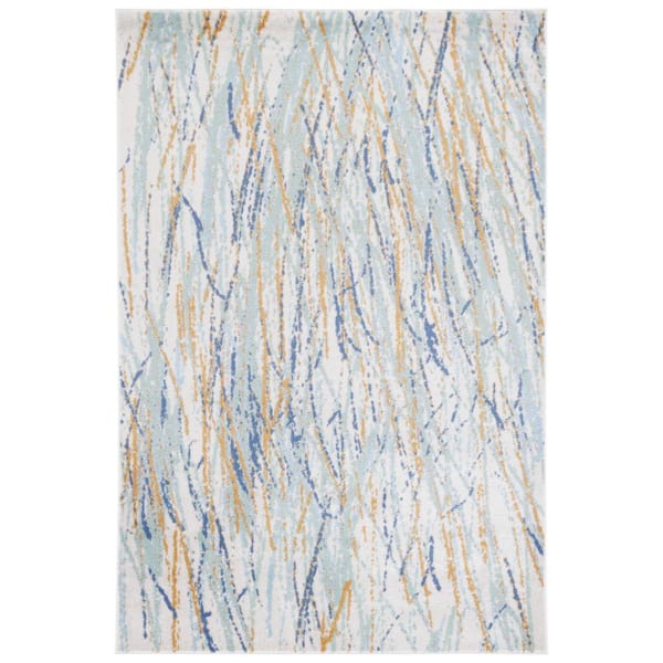 SAFAVIEH Skyler Collection Gold/Blue Green 5 ft. x 8 ft. Abstract Distressed Area Rug