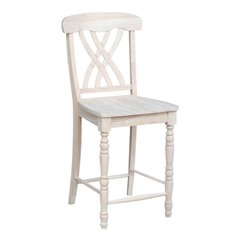 24" Unfinished Parawood Lattice Counter Height Barstool
