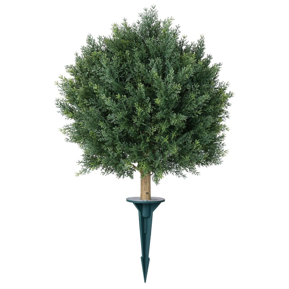 DR.Planzen 20 in. Artificial Cedar Topiary Trees with Ground Spike