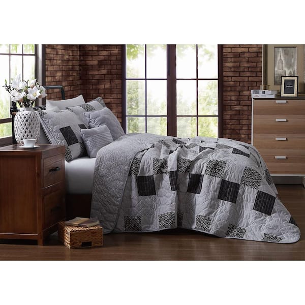 Avondale Manor Evangeline Grey Queen Quilt Set
