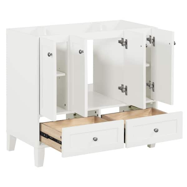 COWLOWN 35.51 in. W x 17 in. D x 32.99 in. H Bathroom White Linen Cabinet