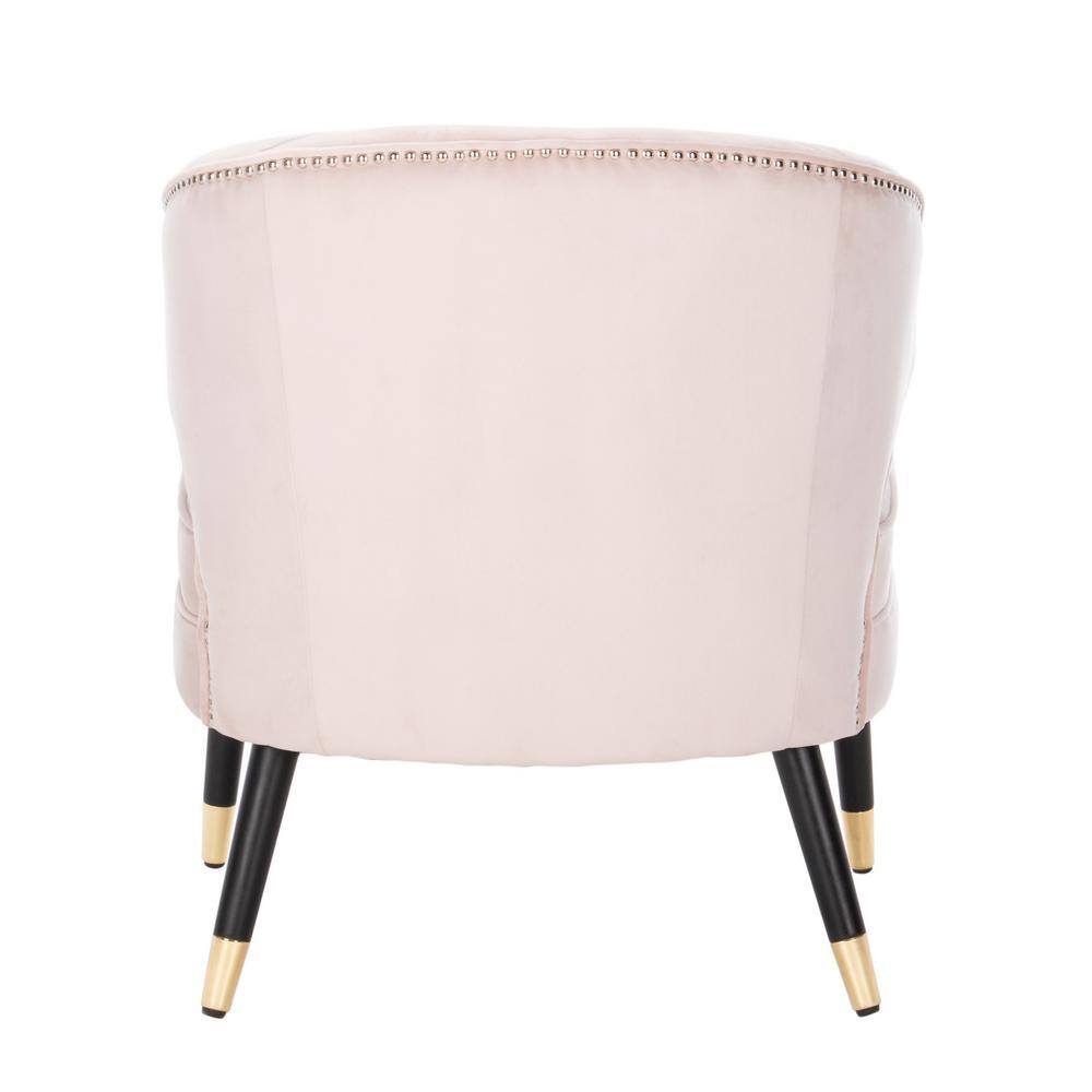 27'' Blush Pink Velvet & Black Wood Transitional Armless Chair