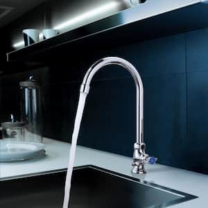 Single-Handle Deck Mount Standard Kitchen Faucet with 6.5 in. Gooseneck Swivel Spout and Supply Lines in Polished Chrome