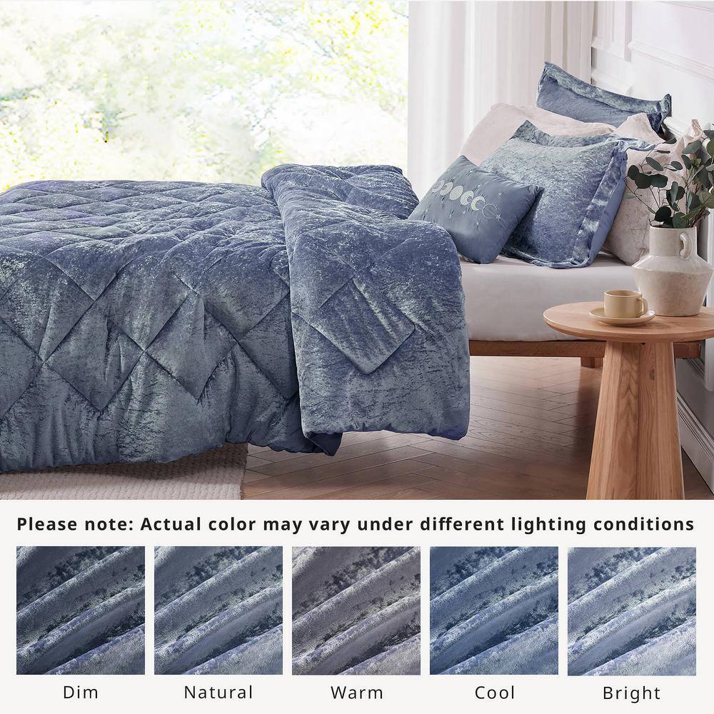 Luxurious Grey Crushed Velvet Twin/Twin XL Duvet Set