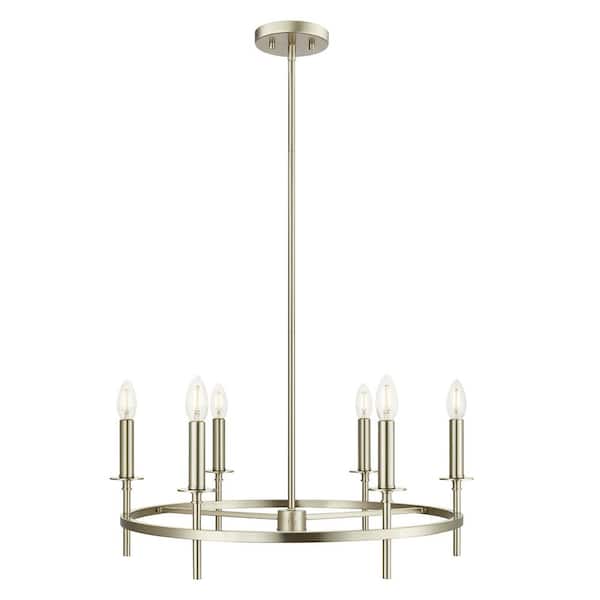 Hunter Saddle Creek 6-Light Brushed Nickel Transitional Led Chandelier