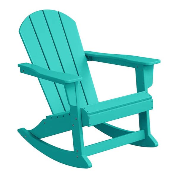 WESTIN OUTDOOR Laguna Fade Resistant Outdoor Patio HDPE Poly Plastic Adirondack Porch Rocking Chair in Turquoise