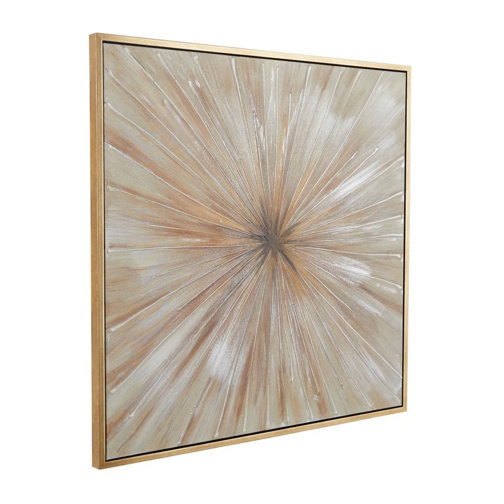 39" Brown Radial Starburst Framed Canvas Wall Art