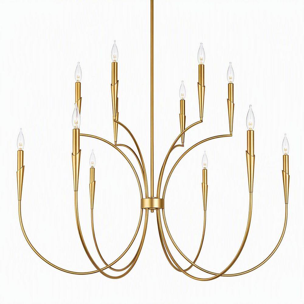 Daylyne 12-Light Glam Plated Brass Chandelier with Curved Candle Metal Arms for Living Room Kitchen Island Bedroom price history on PriceWatchPro