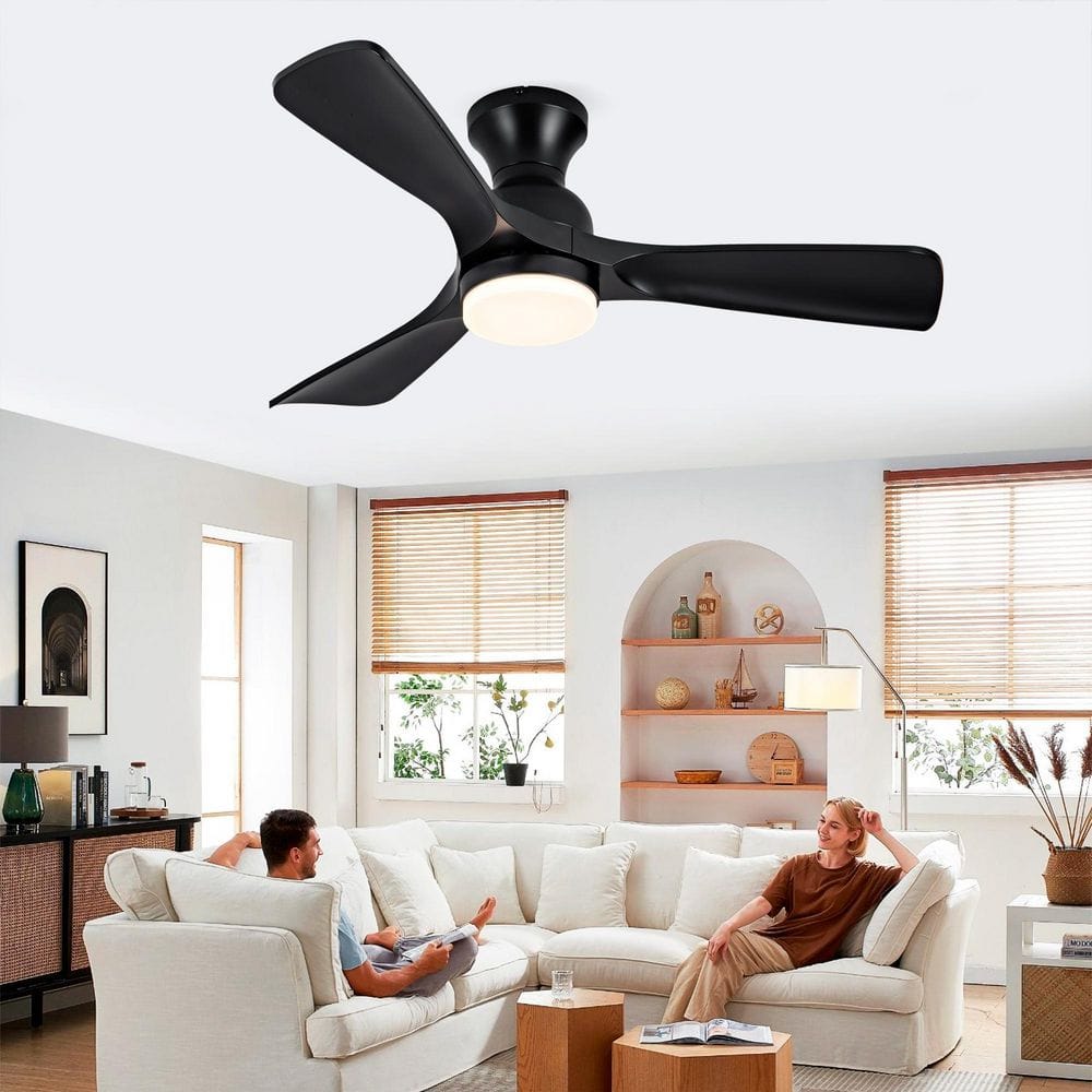 42 in. Black 3 ABS Blades Flush Mount Modern Standard Ceiling Fan Included Remote Control for Bedroom/Farmhouse/Patio price history on PriceWatchPro