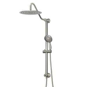 Ami 5-Spray 10 in. Round Shower Head with 5 in. Hand Shower and Adjustable Slide Bar in Brushed Nickel No Valve
