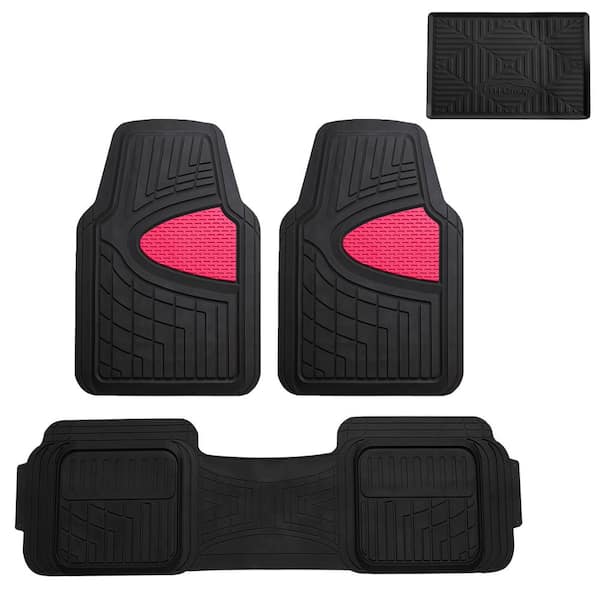 FH Group Pink Heavy Duty Liners Trimmable Touchdown Floor Mats - Universal Fit for Cars, SUVs, Vans and Trucks - Full Set