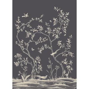 Chinoiserie Garden Midnight Removable Peel and Stick Vinyl Wall Mural, 108 in. x 78 in.