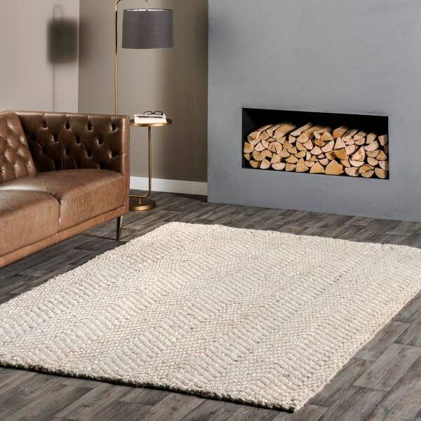 Lisandra Casual Chevron Jute Off White 6 ft. x 9 ft. Area Rug