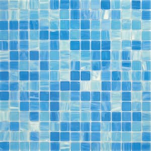 Mingles 12 in. x 12 in. Glossy Olympic blue Glass Mosaic Wall and Floor Tile (20 sq. ft./case) (20-pack)