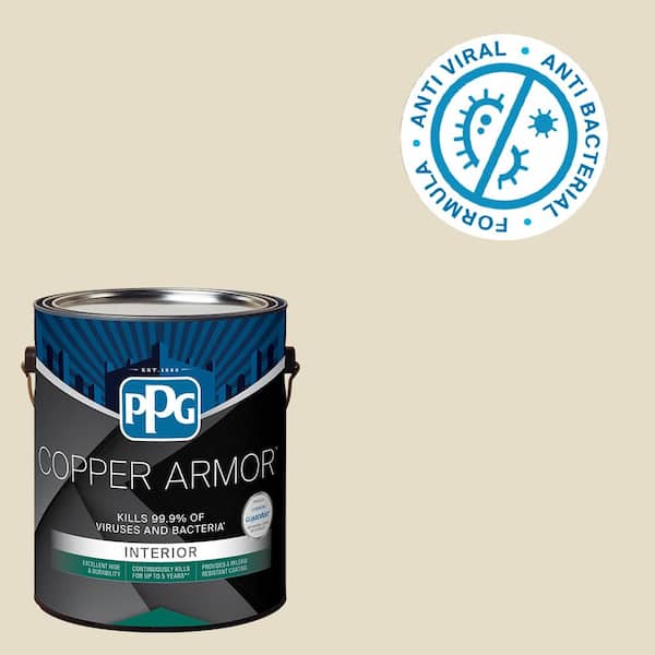 COPPER ARMOR 1 gal. PPG1101-2 Navajo White Semi-Gloss Antiviral and Antibacterial Interior Paint with Primer