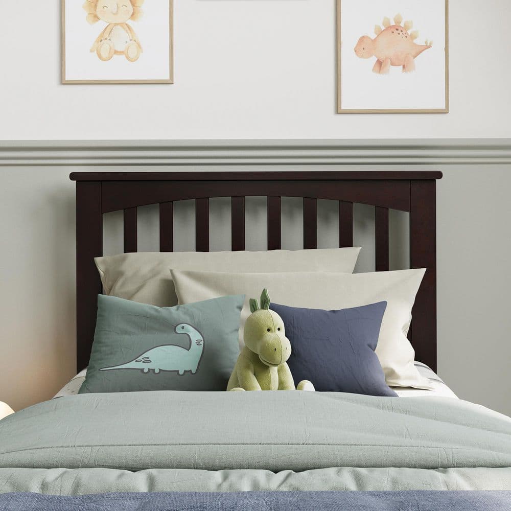 Espresso Twin Wood Mission Headboard with Slats