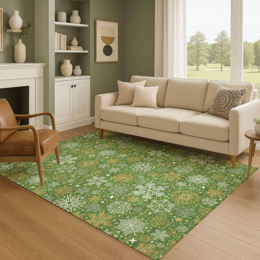Mayfield Premium Machine Washable Abstract AMF1823 Green 3 ft. x 4 ft. Area Rug price history on PriceWatchPro