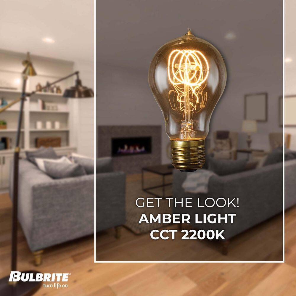 Amber 60W Antique Dimmable Incandescent Light Bulb Pack