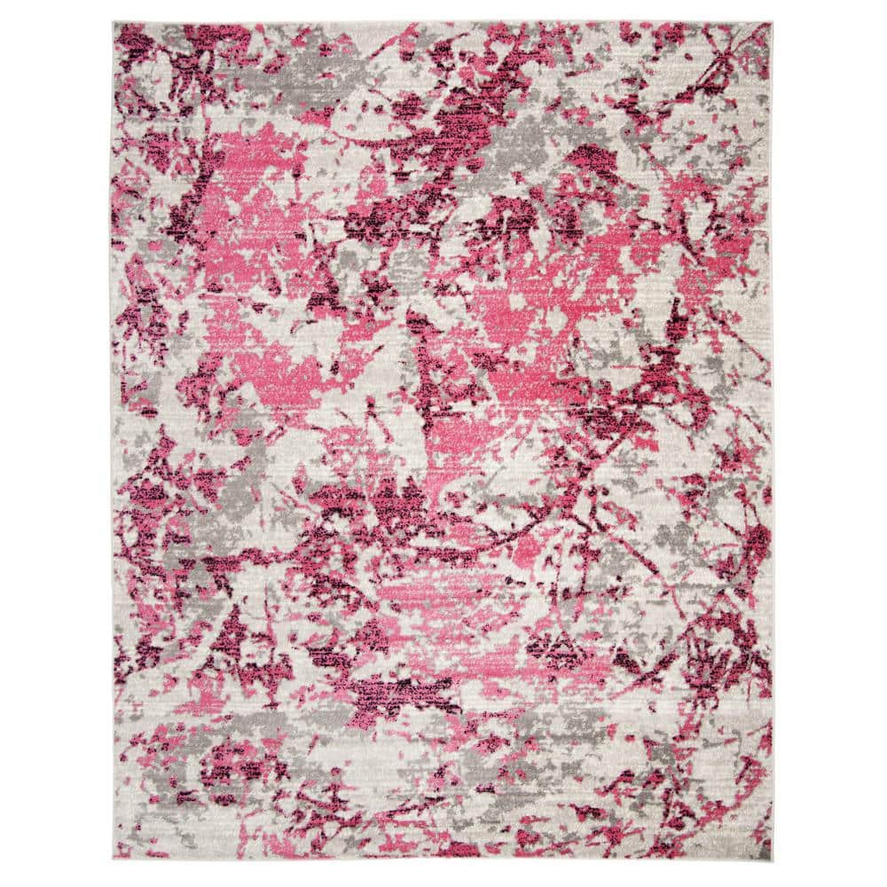 Easy-Care Reversible Pink/Ivory Synthetic 8' x 10' Area Rug