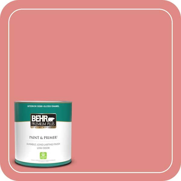BEHR PREMIUM PLUS 1 qt. Home Decorators #HDC-SP16-12 Begonia Semi-Gloss Enamel Low Odor Interior Paint & Primer