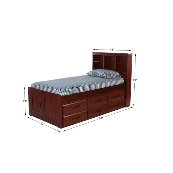 Ercole full mate's bed with 12 drawers and deals bookcase