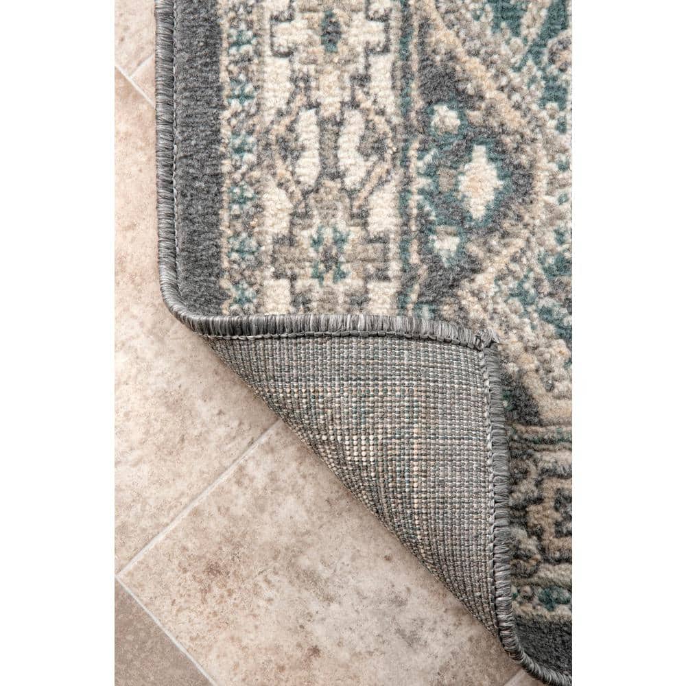Charcoal 3' x 5' Synthetic Traditional Tile Area Rug