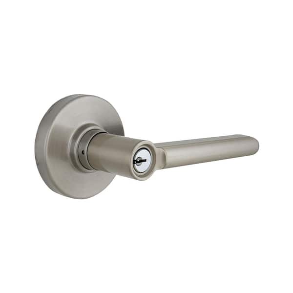 Tonebridge Satin Nickel Keyed Entry Door Lever with Round Rose