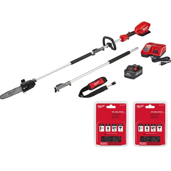 Milwaukee M18 FUEL 10 in. 18V Lithium-Ion Brushless Cordless Pole Saw Kit with 8.0 Ah Battery and (2)10 in. Saw Chain