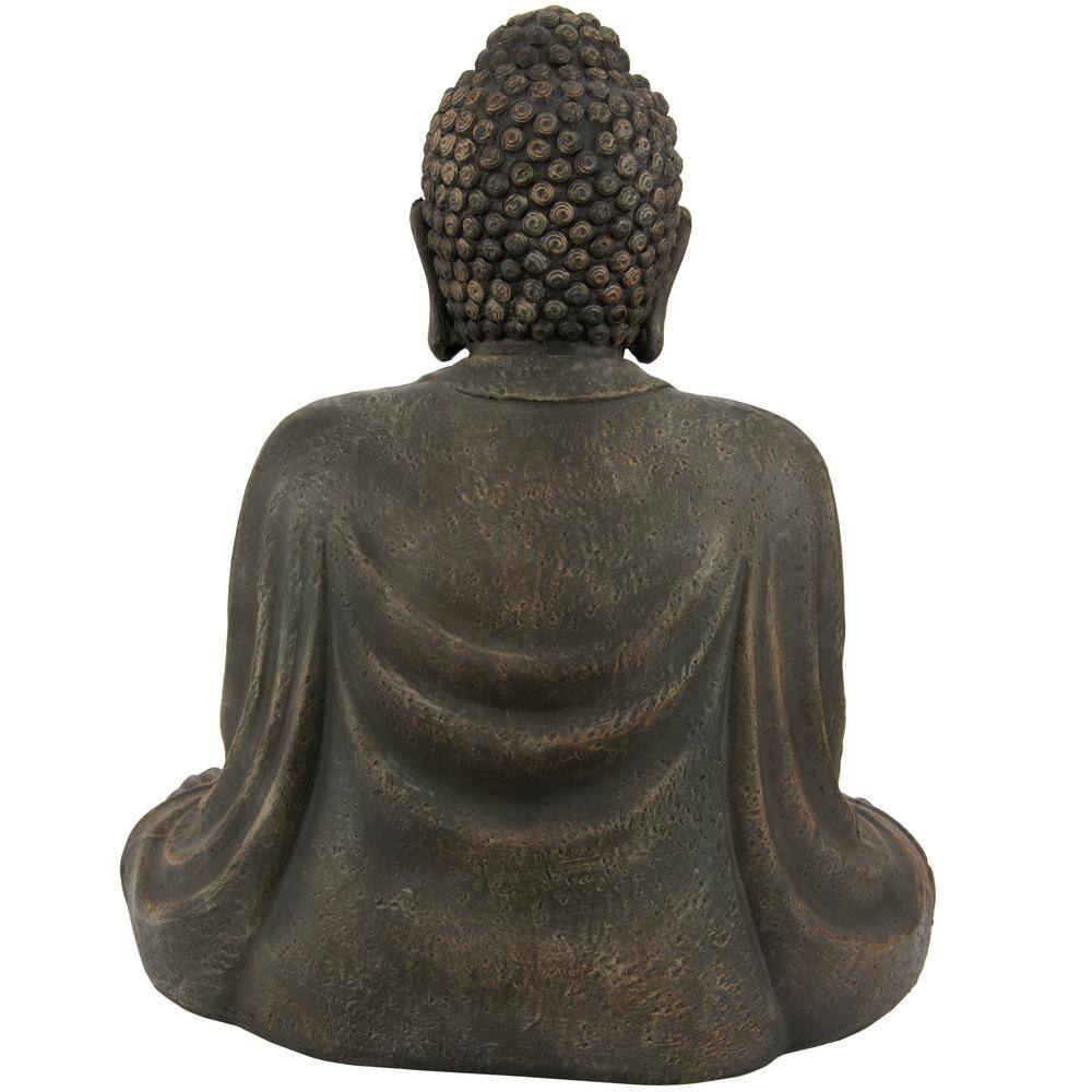 33" Tall Dark Brown Resin Japanese Sitting Buddha Statue