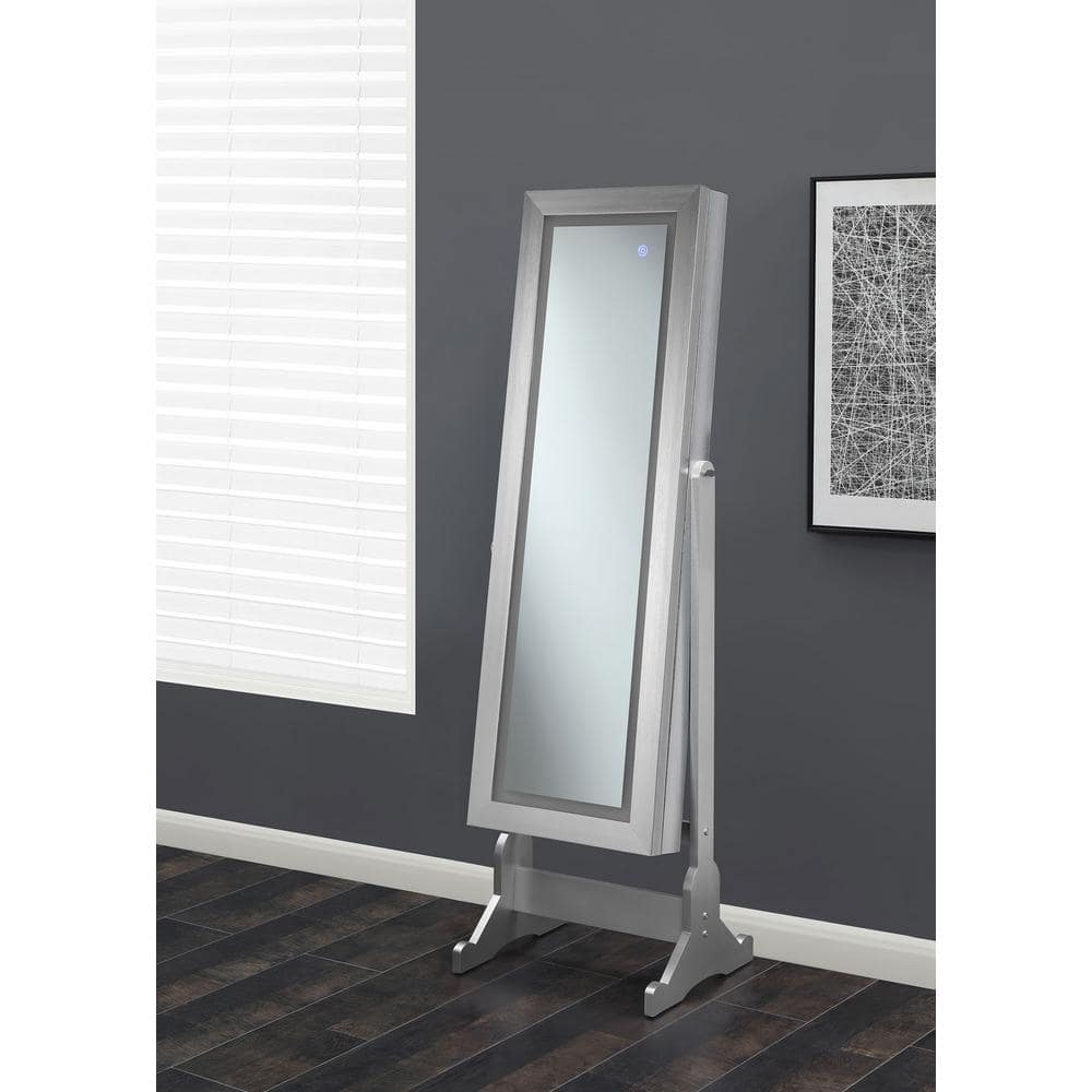 Contemporary Full-Length Freestanding Silver Wood Mirror