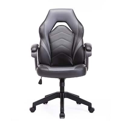 Black and Gray Gaming Chair Racing Style Computer Desk Chair Work Chair with Lumbar Support PU Leatherwith Task Chair