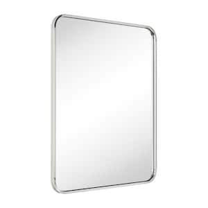 24 in. W x 32 in. H Rounded Rectangle Stainless Steel Anti-Rust Tube Metal Frame Bathroom Wall Mirror in Chrome