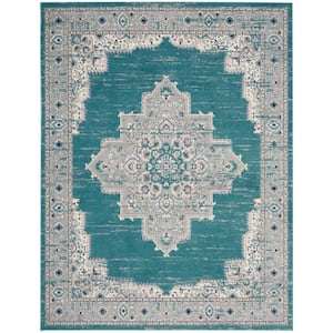 Passion Turquoise Grey 8 ft. x 10 ft. Abstract Transitional Area Rug