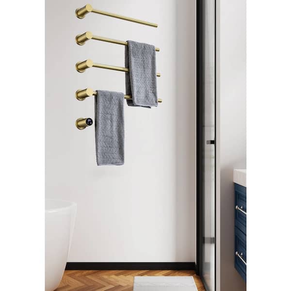 4 Screw-In Electric Towel Warmers in Brushed Gold