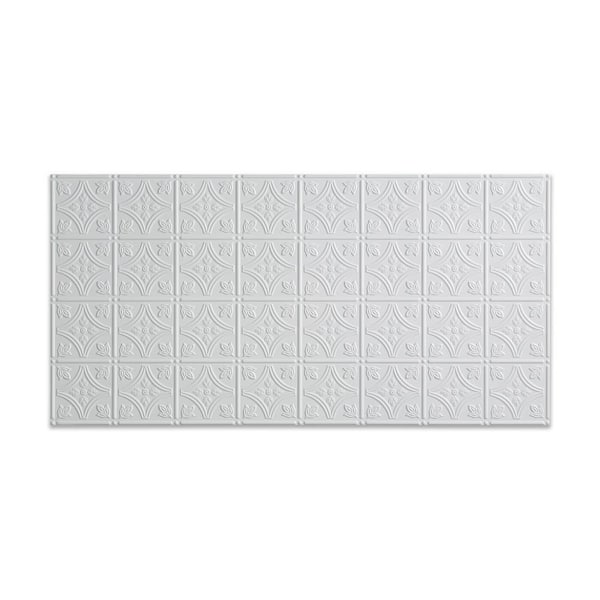 Fasade Traditional Style #1 2 ft. x 4 ft. Glue-Up PVC Ceiling Tile in Gloss White
