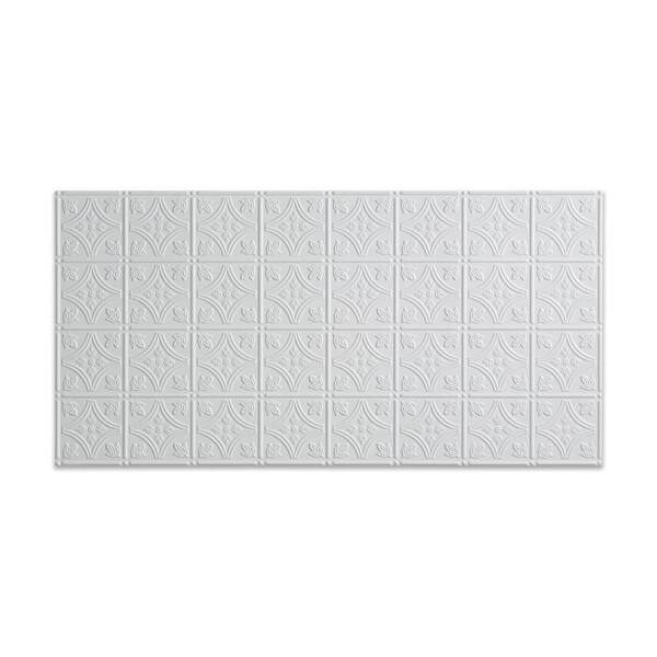 Fasade Traditional Style #1 2 ft. x 4 ft. Glue-Up PVC Ceiling Tile in Matte White
