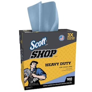 Heavy-Duty Blue Shop Towels Cleaning Wipes (1-Box)