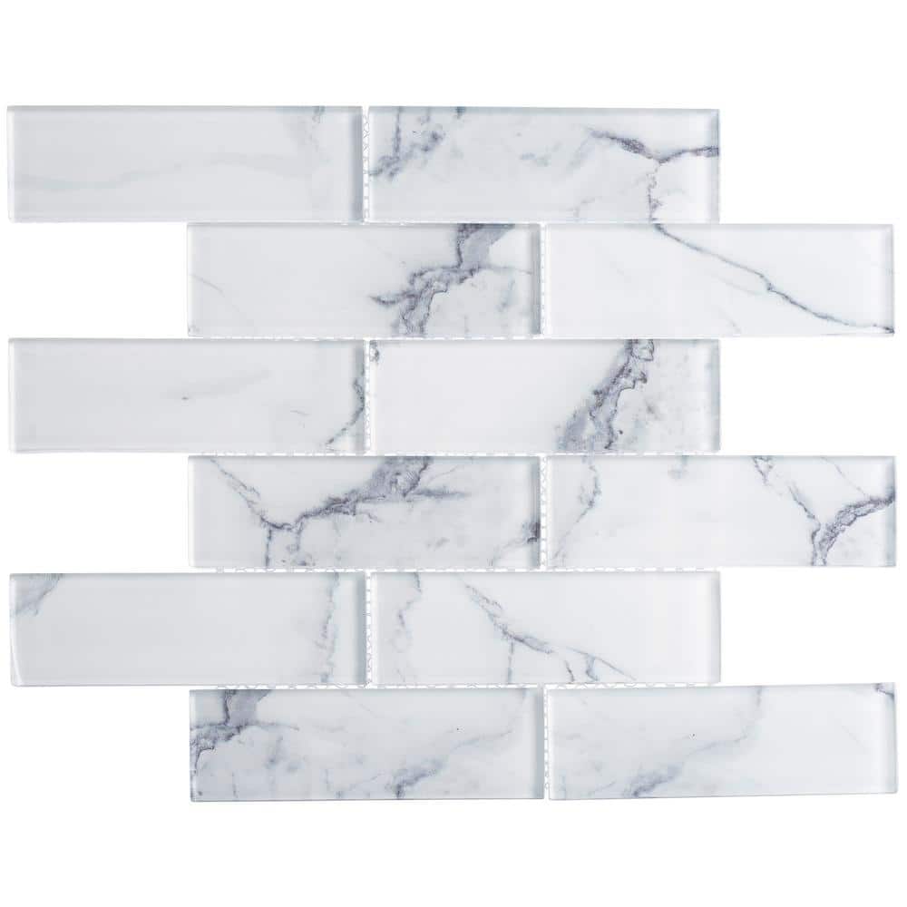 Sumner Heavenly 2x6 in. Mosaic Pattern-Brick Joint Glossy Glass Mosaic Tile