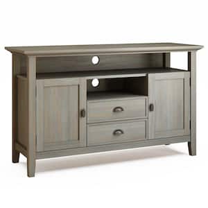 Redmond Solid Wood 54 in. Wide Transitional TV Media Stand in Distressed Grey for TVs up to 60 in.